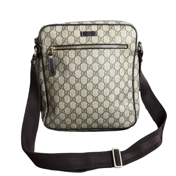 Gucci Other - Gucci GG Supreme Canvas Messenger Bag with Dark Brown Trim